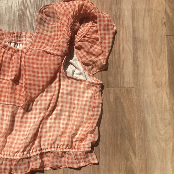 LC Lauren Conrad check print ruffle detail boho top XXL - Picture 11 of 17